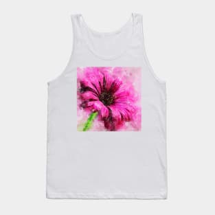 Gorgeous Pink Daisy- Loose Watercolor Tank Top